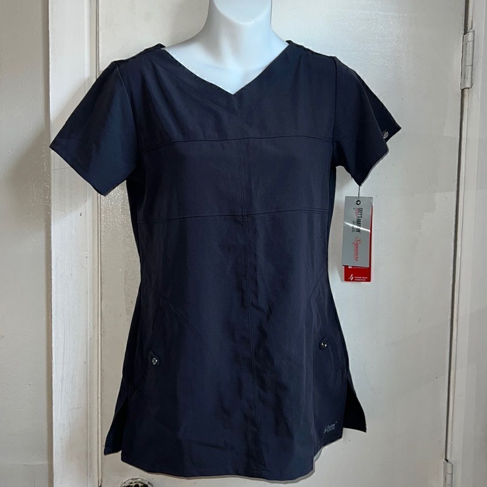 GREYS ANATOMY Signature 2 Welt Pocket V-Neck Scrub Top-XS NWT - Picture 2 of 10